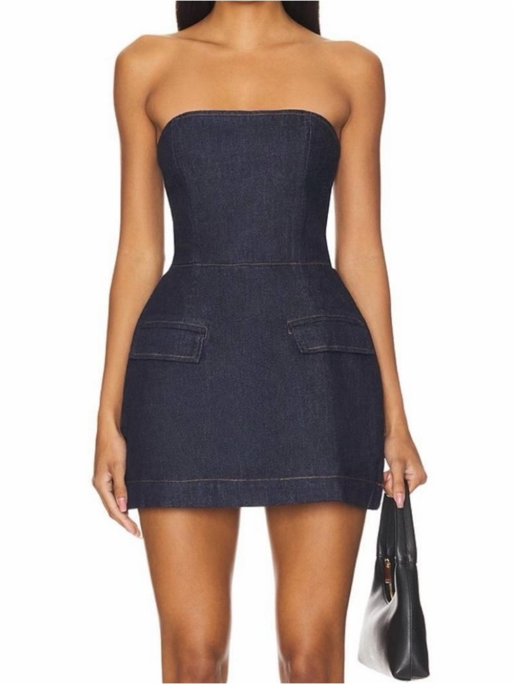 Amanda Uprichard Strapless Dark Blue Denim Romper